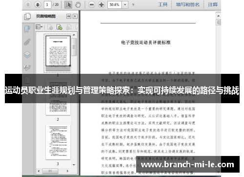 运动员职业生涯规划与管理策略探索：实现可持续发展的路径与挑战